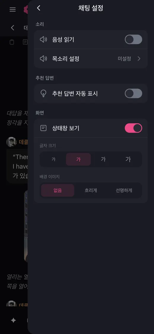 채팅 설정